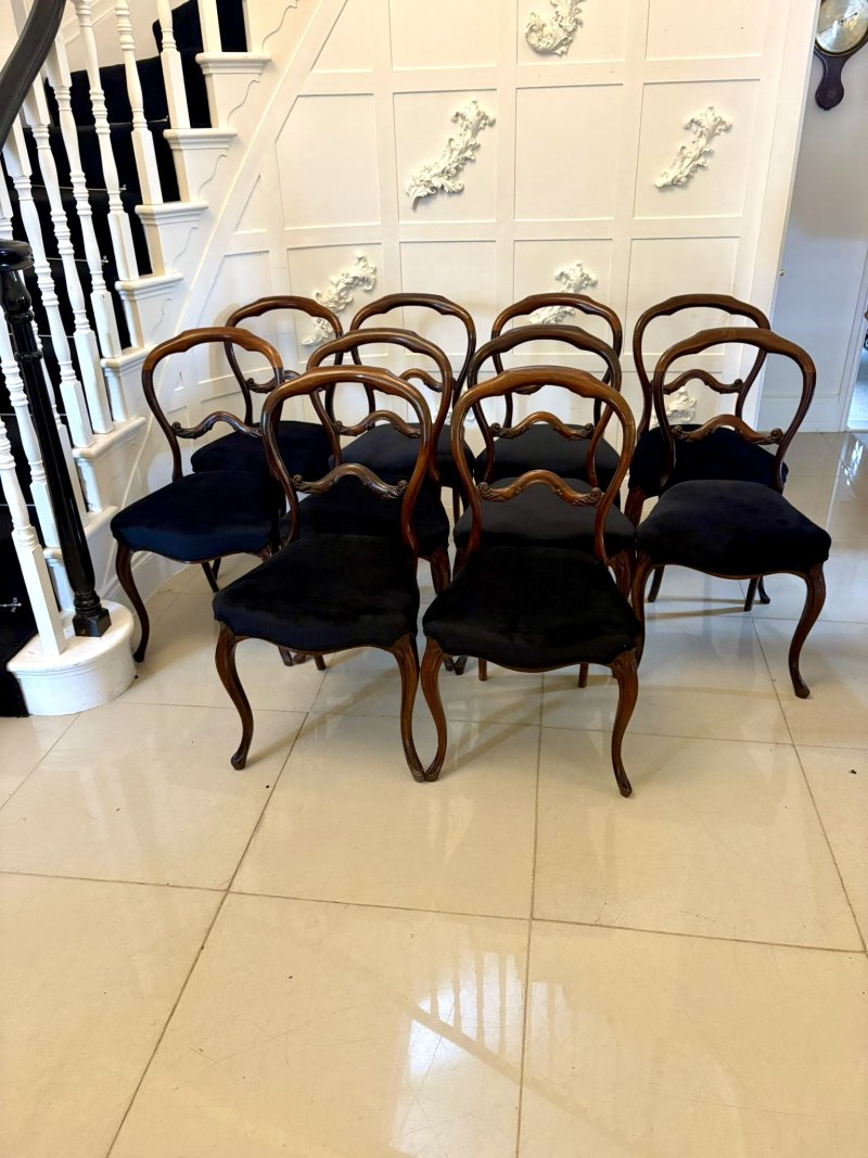 Superb Quality Set of Ten Antique Victorian Rosewood Dining Chairs - Image 3